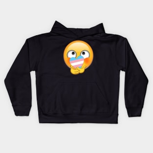 Trans Shy Heart Emoji Kids Hoodie